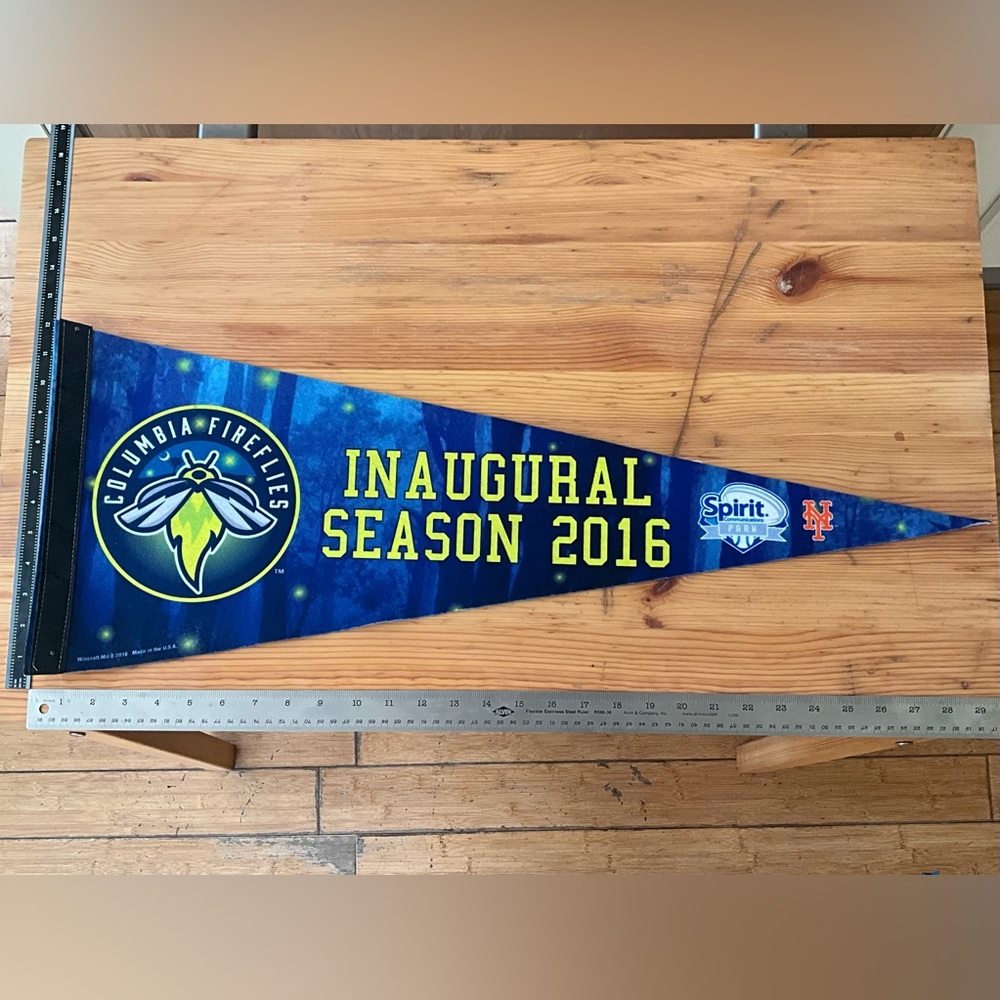 Columbia Fireflies INAUGURAL SEASON 2016 Soft Felt SC Baseball Pennant 12x30 in